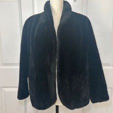 Vintage Princeton O'llegros Black Faux Fur Coat Women's Petite Small/XS