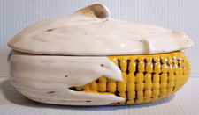 Vintage Corn Shaped Casserole Dish Serving Bowl Hand Painted 6" x 12" Oven Safe