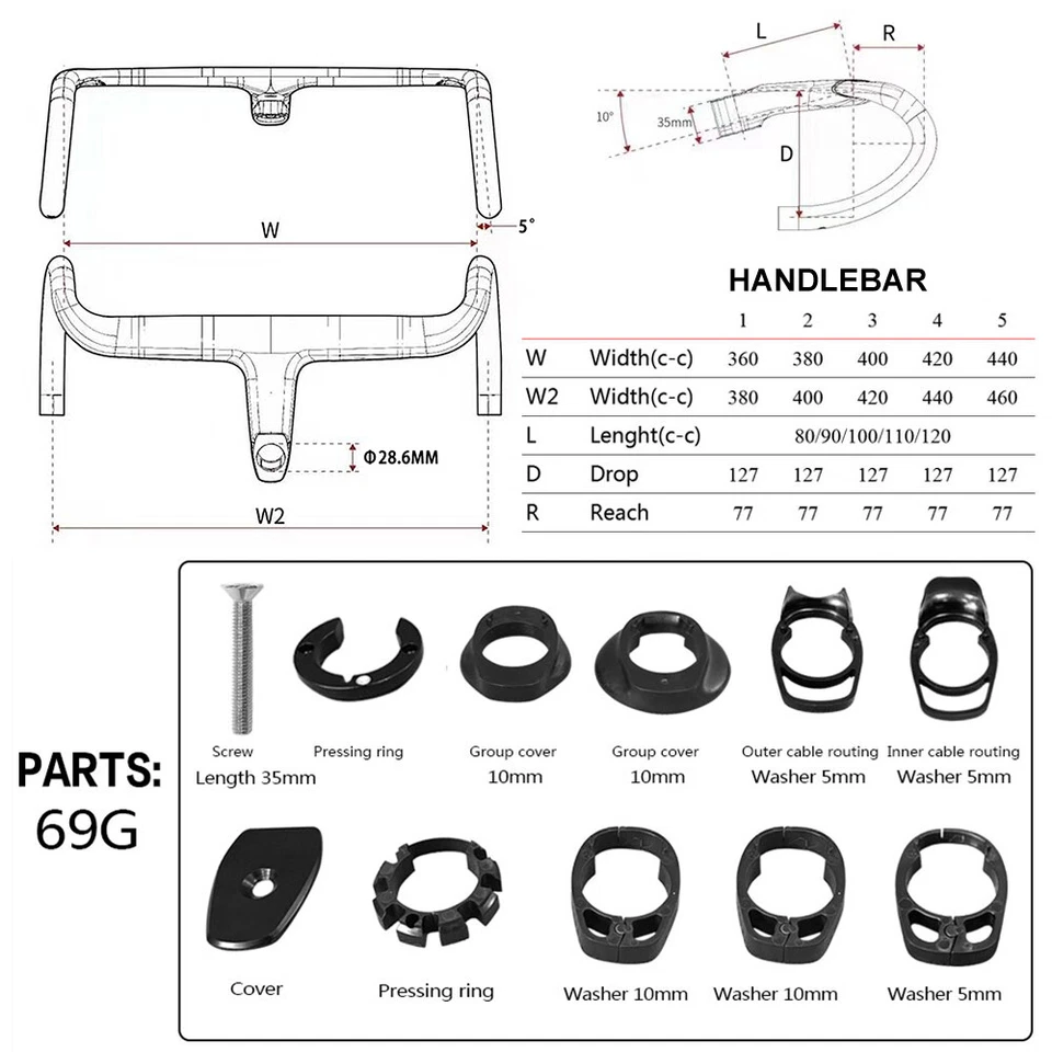 AIRWOLF T1100 Carbon Road Bike Integrated Handlebar Stem Bicycle Gravel Drop Bar - Image 4 of 4