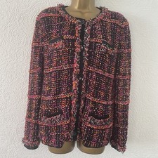 Ladies Blazer Jacket Size 16 Black Pink Orange Basler Bnwot Luxury Tufted
