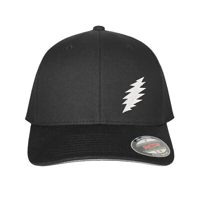Grateful Dead SYF Bolt Embroidered Side Logo Flex Fit Hat Adult Funny Black Cap