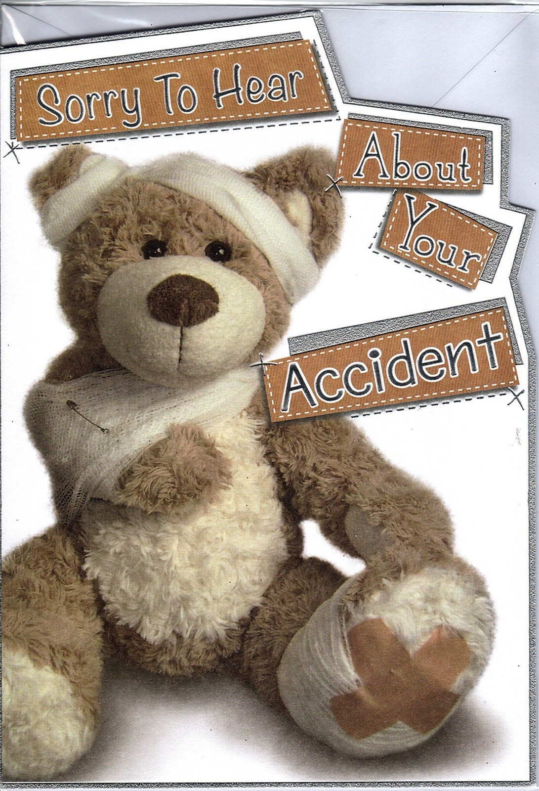 Get Well Soon Card Sorry To Hear About Your Accident Bear with Bandages