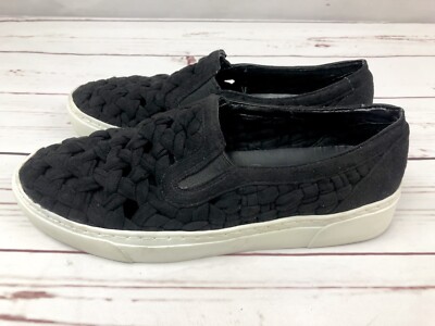 1. STATE  Delphin BLACK BRAIDED SLIP ON SNEAKERS Shoes Womens Size 4.5