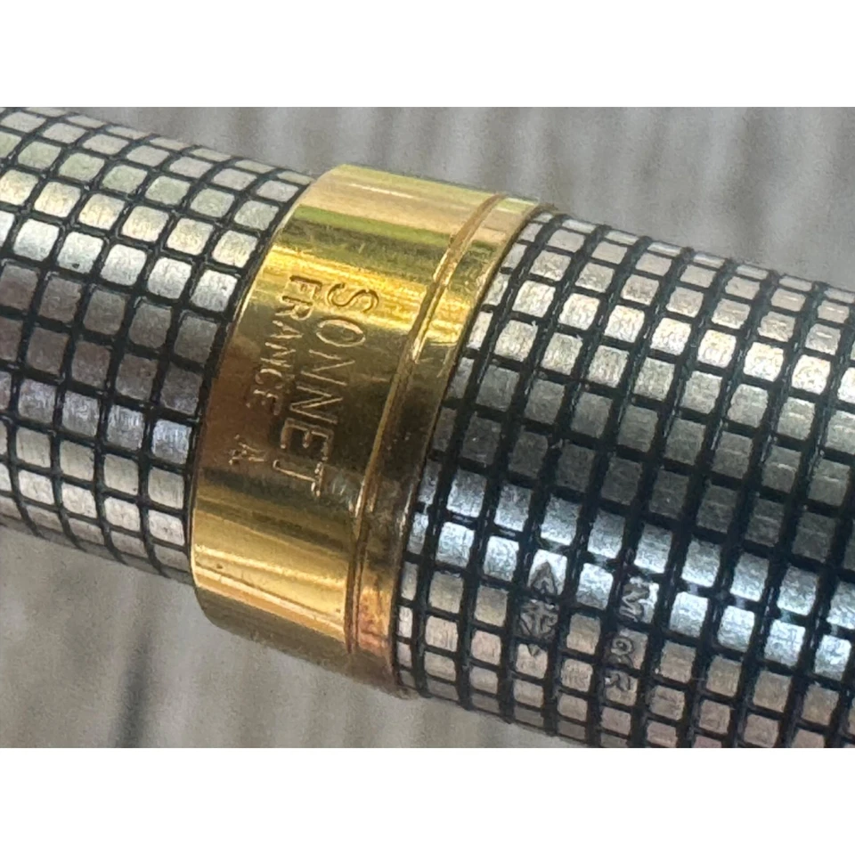 Pluma Estilográfica Parker Sonnet Cisele Plata de Ley 18k 750 Nueva en Caja Foto 3 de 4