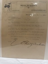 1912 Reno Nevada Nursery Business Letter Dalia Bulbs Order Signed Ephemera