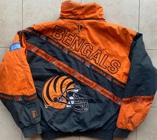 Cincinnati Bengals 90s PRO PLAYER puffer TAPE jacket M blk orange NFL vintage