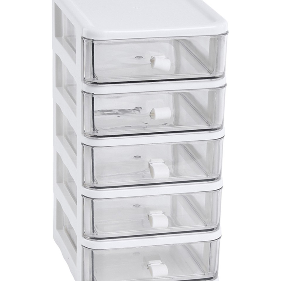 Plastic Drawer Storage Box Clear Desktop Organizer Cabinet Office ...