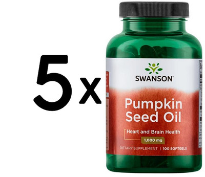 5 x Swanson Pumpkin Seed Oil, 1000mg - 100 softgels (159,90 EUR/kg)