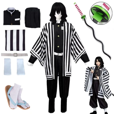 Anime Demom Slayer Kimetsu no Yaiba Iguro Obanai Cosplay Costume Wig Sword Shoes - Image 1 of 4
