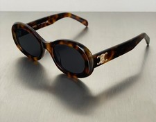 New Gold Triomphe CELINE CL40194U Havana/Gray Lens Gold Oval Women's Sunglasses