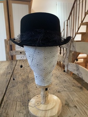 Peter Bentley schwarzer Filzhut mit Schleier viktorianisch Gothic Steampunk Stil
