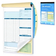 Large Job Work Order Forms, Job Invoice Forms/Receipt Book with Carbonless Co...