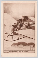 Postcard Same Old Pilot Cupid Couple 1910 Early Aviation Humor - J Cavert Smith