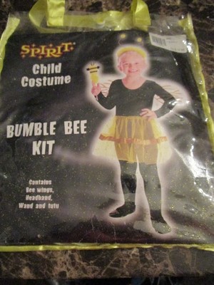 Spirit Bumble Bee Kit Child Halloween Costume Wings Tutu Wand Black Yellow