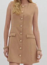 Entro Women's Sleeveless Mini Dress Tan Size M Casual Summer Party Dress