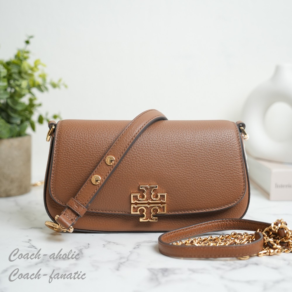 Tory Burch Britten Convertible Leather Crossbody in Moose 138772