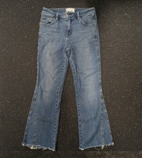  128 Free People Studded Novelty Flare Jeans Crop Raw Edge Hem Sz 27