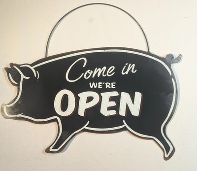 Retro Style Metal COME IN WE'RE OPEN Pig Sign Free Shipping!!