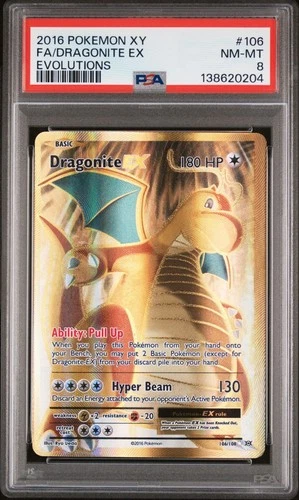 2016 POKEMON XY EVOLUTIONS #106 FULL ART/DRAGONITE EX PSA 8