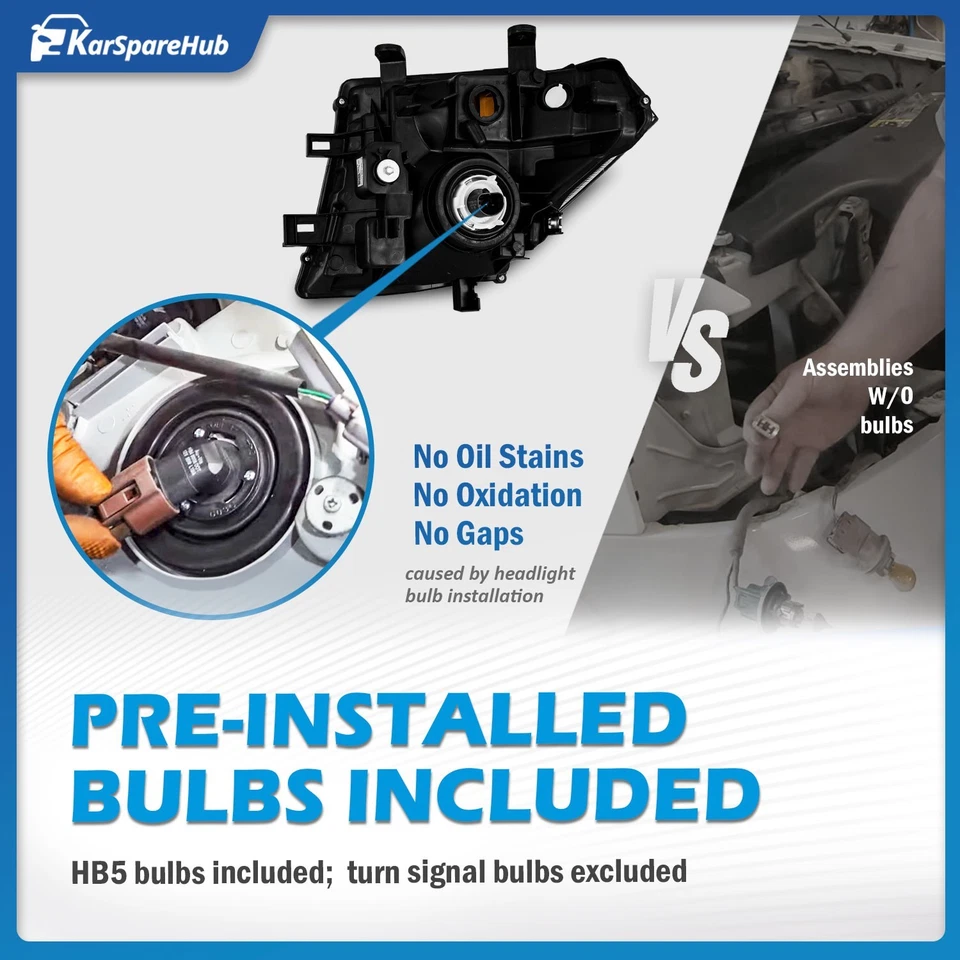 Pair Headlights For 2005-2007 Pathfinder 2005-2008 Nissan Frontier w/Bulbs Foto 4 de 4