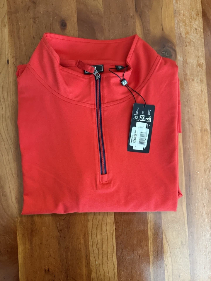 Pullover FootJoy para hombre 1/4 cremallera aproximación capa media con logotipo rojo XL NUEVO CON ETIQUETAS CG-239 Foto 2 de 3