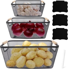 Potato and Onion Storage Bin with Garlic Bin, 3 Set Potato Bin Onion Containe...