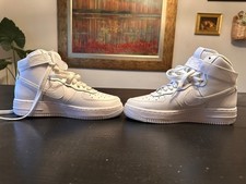 Nike Air Force 1 Mid Triple White Unisex Youth Leather Sneakers Clean US 4.5 Y