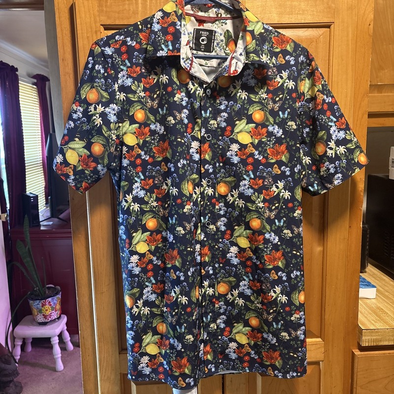 Men’s Fried Denim 2015 NYC Medium Multi Colored Button Up Short Sleeve Collared
