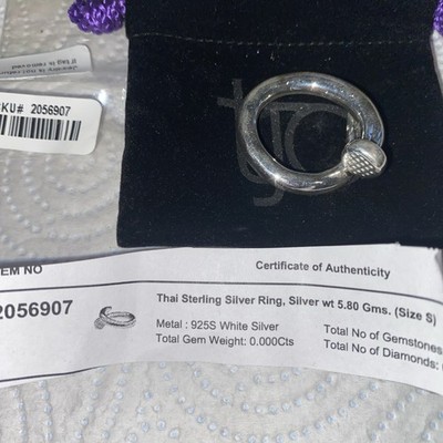 Thai sterling silver  Nail Ring Size S wt 5.80 gms BNWT