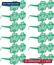 St. Patricks Day Shamrock Four Leaf Clover Green Lucky Plastic Shutter Glasses,
