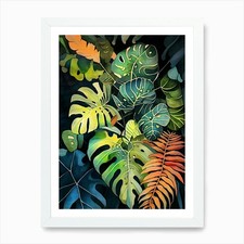 Tropical Leaves 4 nature flora Art  Framed Wall Art Poster Canvas Print Picture