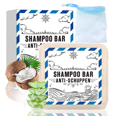 Festes Anti-Schuppen Shampoo Mit Schaumnetz - 1 Stück Natural Haarseife Mit Shea