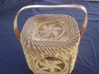 Vintage Purse  Woven Pine Needle Raffia Basket Tenerife Lace SQUARE