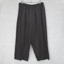 EILEEN FISHER Black Linen Blend Cropped Wide Leg Pants Size S