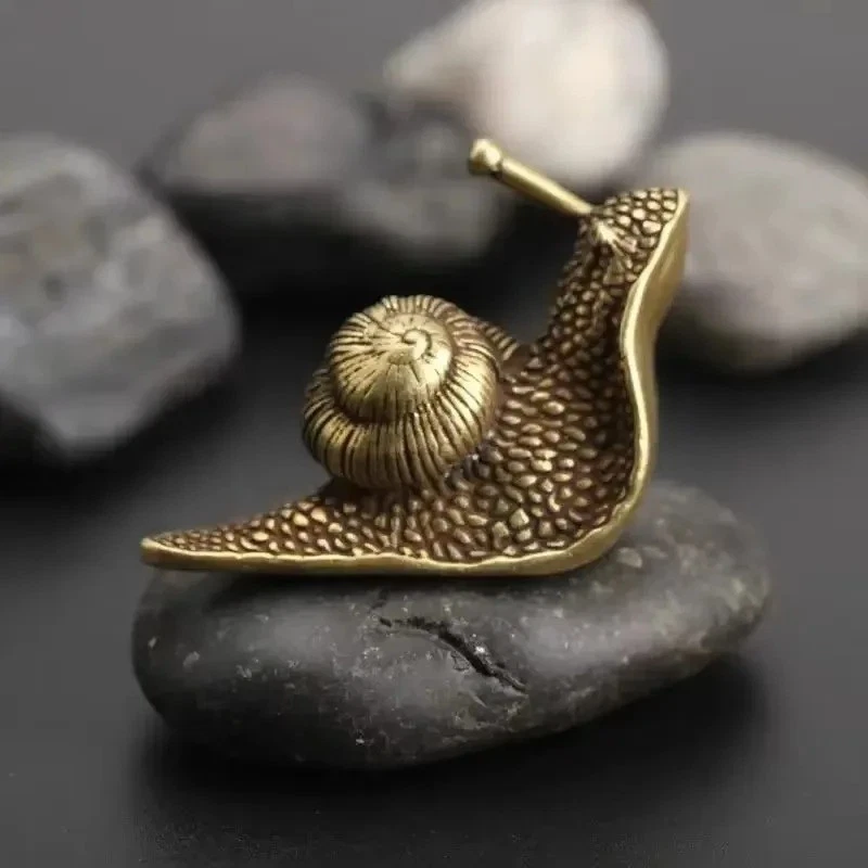 Brass Snail Animal Statue Small Sculpture Tabletop Figurine Home Decor Gifts - Image 2 of 4