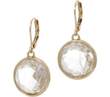 QVC Joan Rivers Bezel Set Crystal Lever Back Earrings