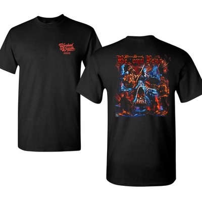 Worked to Death Workman T-Shirt 2 Sides, Bold Firefighter Script Chest & Epic