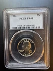 1963 Washington Quarter 25C 90% Silver Proof PCGS PR68 Beautiful