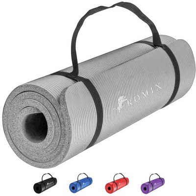 ROMIX Yoga Mat Thick 2/5 Inch (10mm), 72''L x 24''W 71''L x 23.5''W x 0.4''H, Gray 