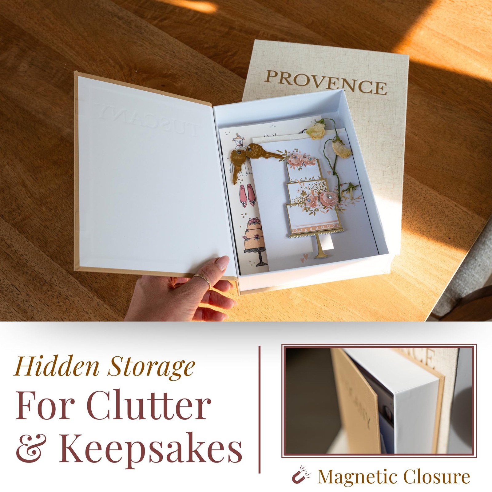 Decorative Books for Home Decor – Faux Book Storage Box Set with Magnetic Clo...