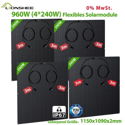 LIONSHEE 960W Flexibel Solarpanel Solarmodul Monokristallin für Wohnmobil Balkonkraftwerk