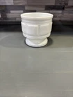 Vtg Randall Milk Glass Pedestal Vase Planter White Round Footed Windowpane 4.5"