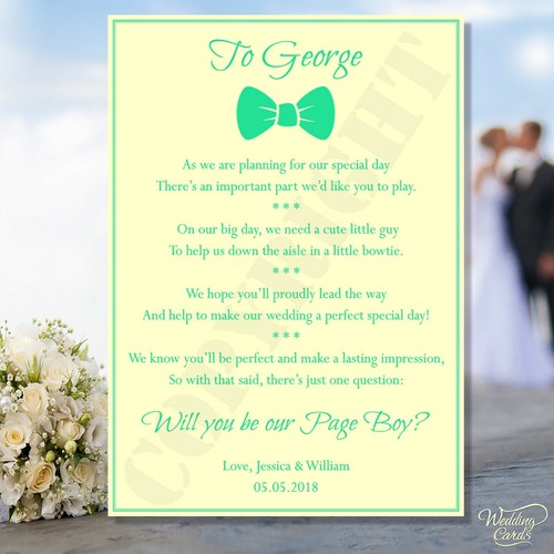 Will you be our Page boy Ring Bearer Wedding Sweet Nephew Brother My Invite Card - Picture 10 of 12