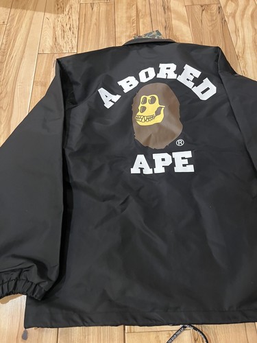 BAYC x BAPE Bored Ape Yacht Club Coach Jacket Black Size Large - Picture 8 of 12