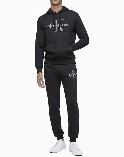Calvin Klein Classic Monogram Logo Fleece Joggers, Jet Black, Men’s Sizes - Picture 3 of 5