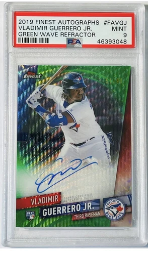 2019 Topps Finest Vladimir Guerrero Jr Green Wave Refractor Auto PSA9 RC Low Pop