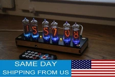 Nixie tube clock include IN-14 tubes and plywood black case retro vintage USB-C