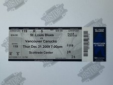 2009 Canucks at St Louis Blues Ticket 12/31/09 	Henrik Danikel Sedin 1g 1A ea