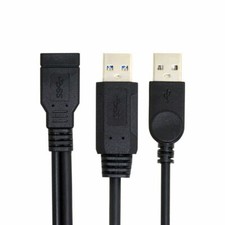 USB 3.0 Female to Dual USB Male Extra Power Data Y Extension Splitter Cable 20cm