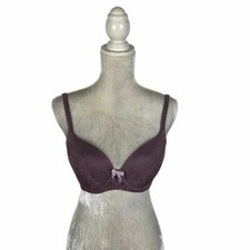 Body By Victoria Lined Demi Bra Convertible Straps Purple Lace Underwire 32DD